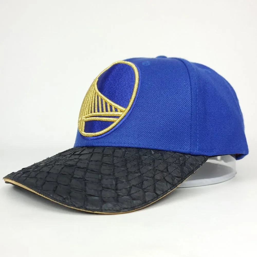 Golden State Warriors Mitchell & Ness NBA Strapback Cap Hat Fish Skin‎ Bill NWT
